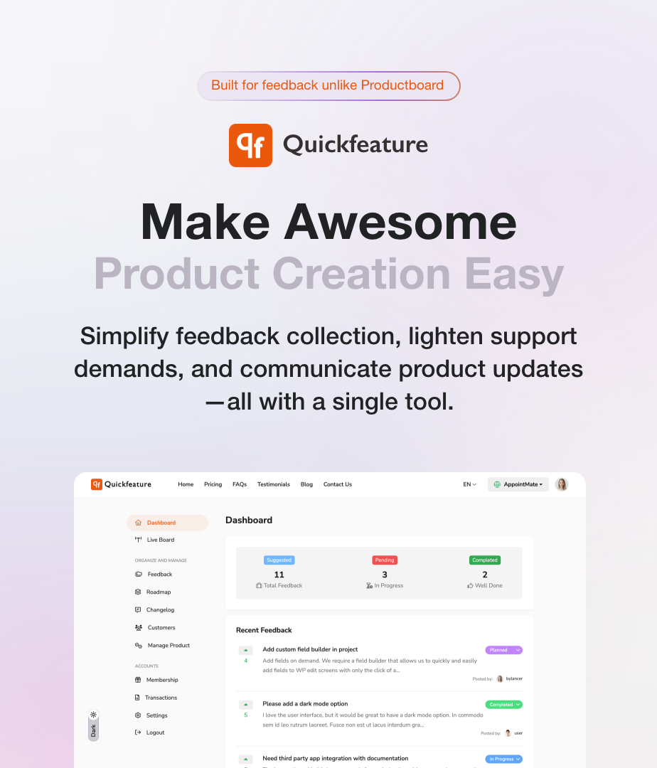 QuickFeature - Feature Requests and Feedback Management SaaS Laravel CMS - 4