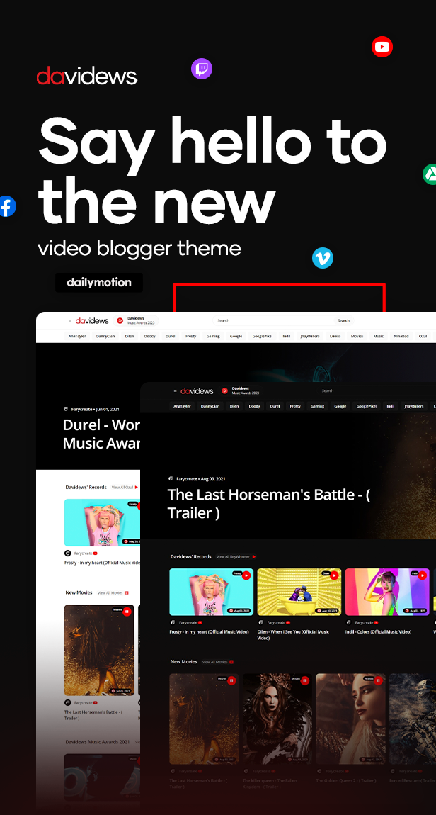 Davidews - Video Blogger Theme - 1