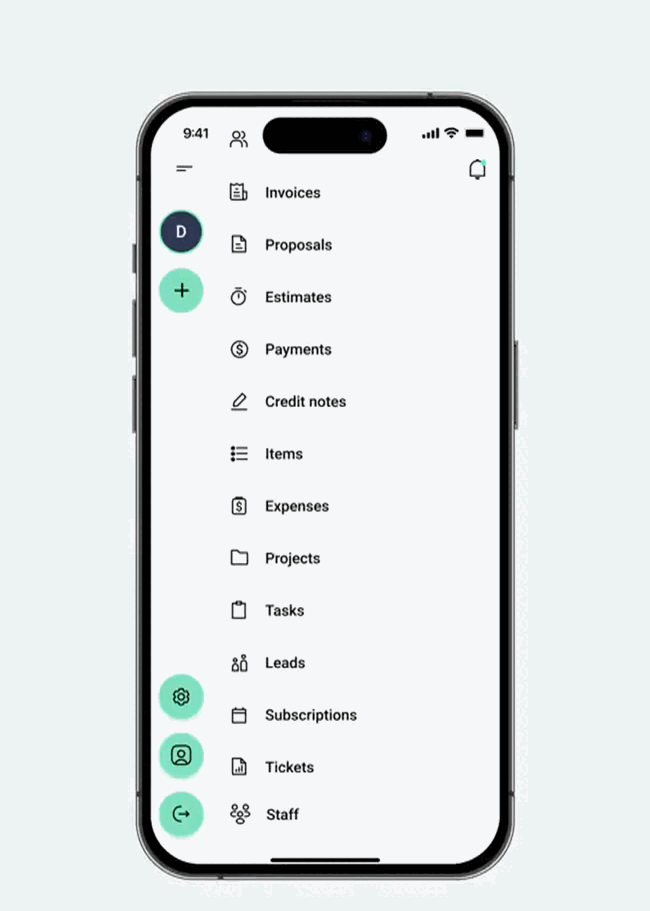 PerfexGo mobile app dashboard