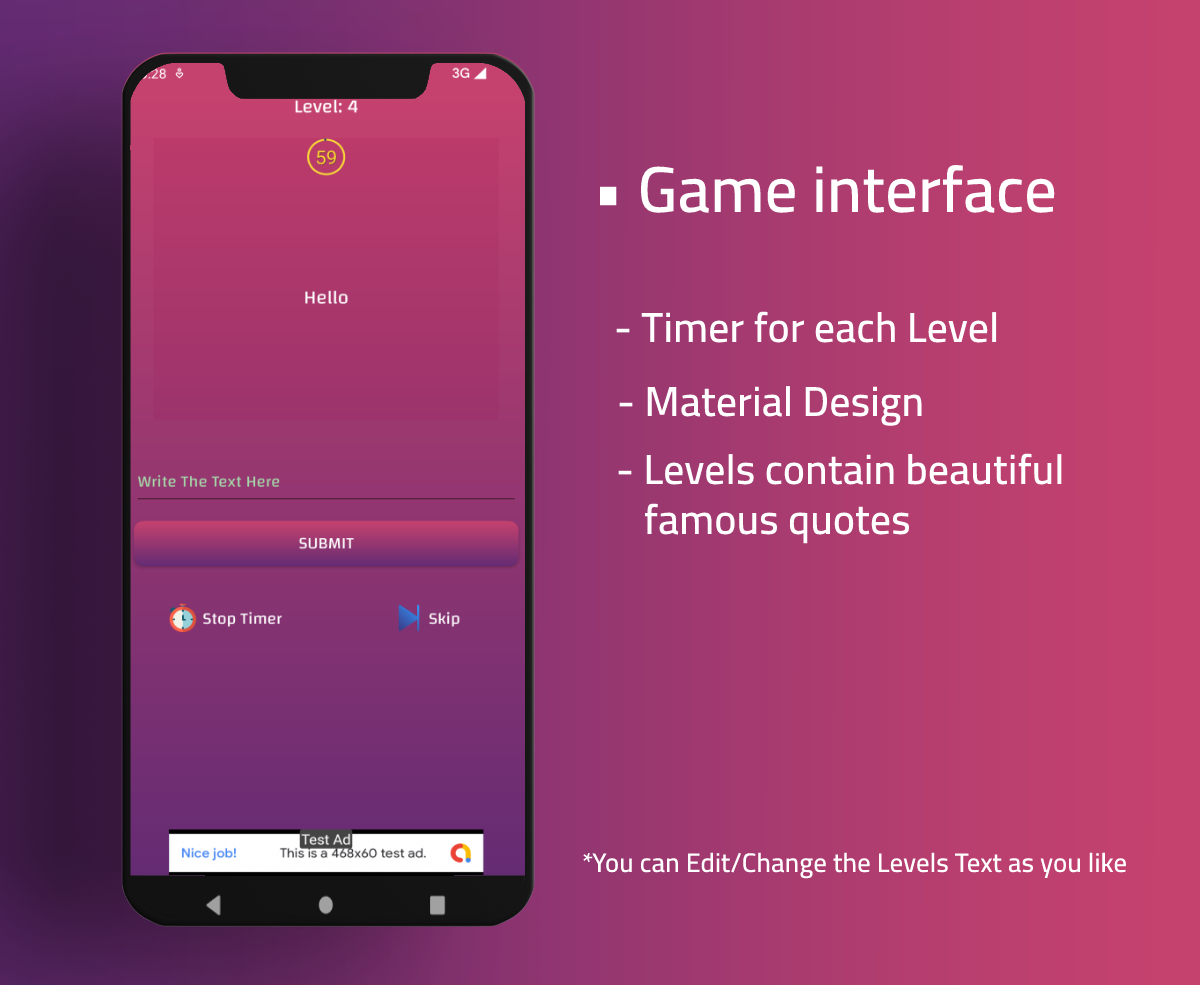 Speed Typing Test Game Source Code with Admob - 5