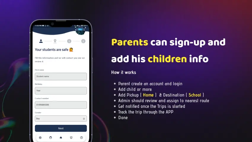 Medians School Route APP Full Solution with Backend - 2
