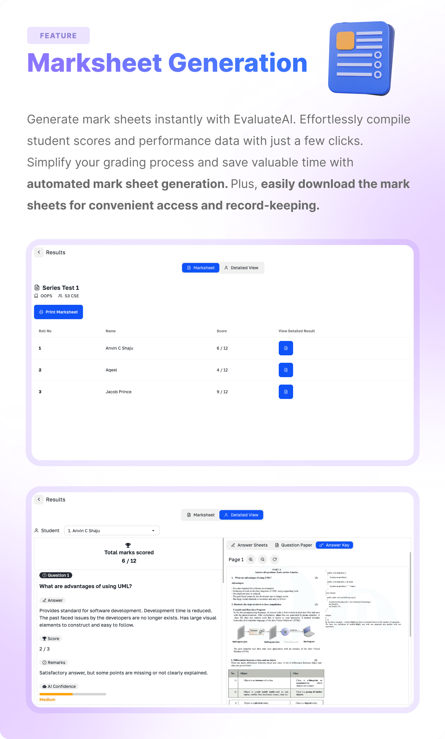 EvaluateAI - AI Powered Answer Sheet Evaluator and Marksheet Generator SaaS Platform - 9