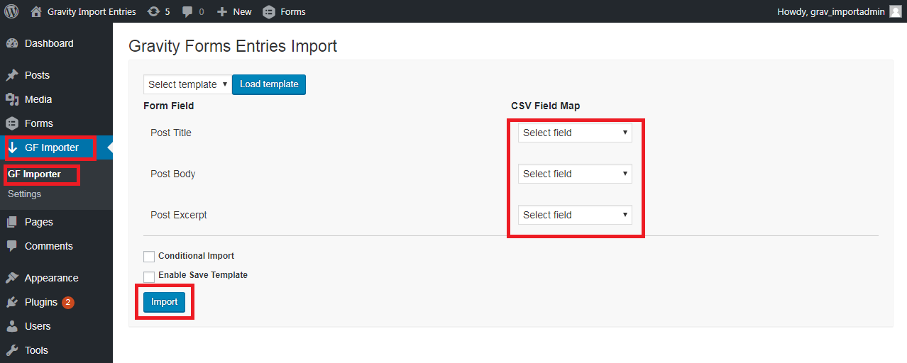 Import Entries for Gravity Forms