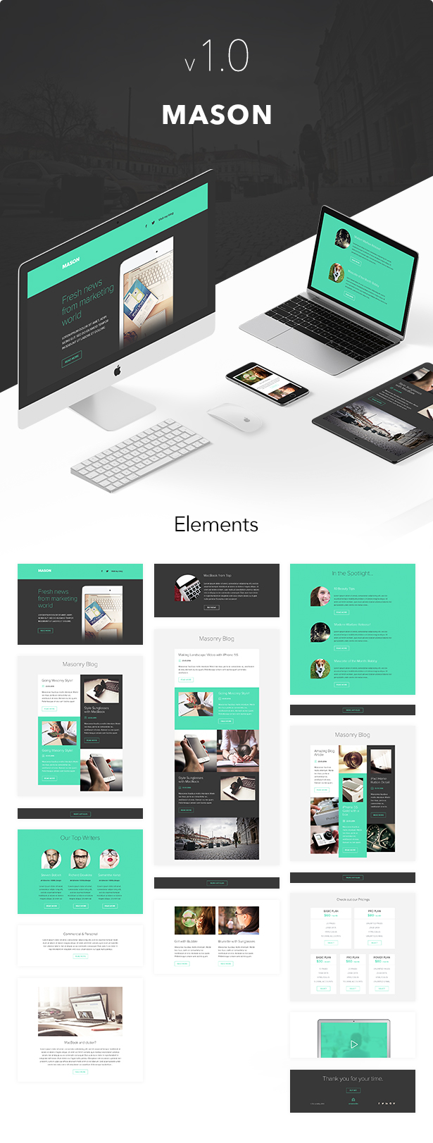 Mason - Responsive Email + Themebuilder Access - 1