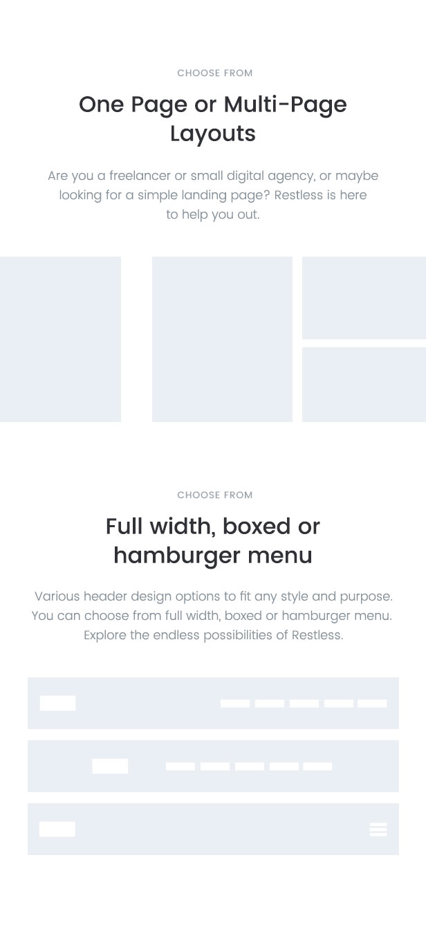 Restless one and multi-page creative modern agency template