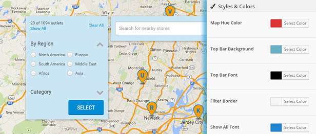 Customize Style and Design for your store locator in Super Store Finder for WordPress