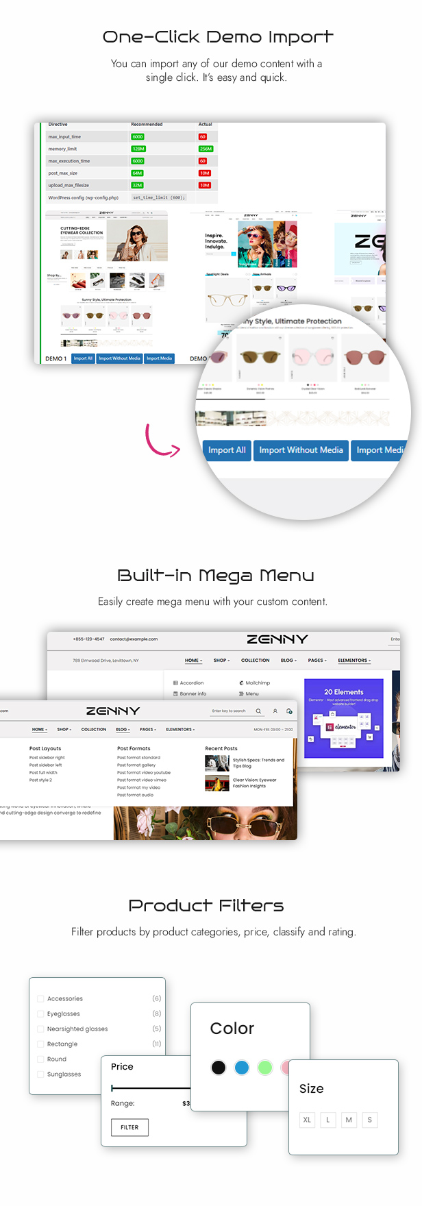 Zenny -  Eyewear & Glasses Elementor WooCommerce WordPress Theme - 6