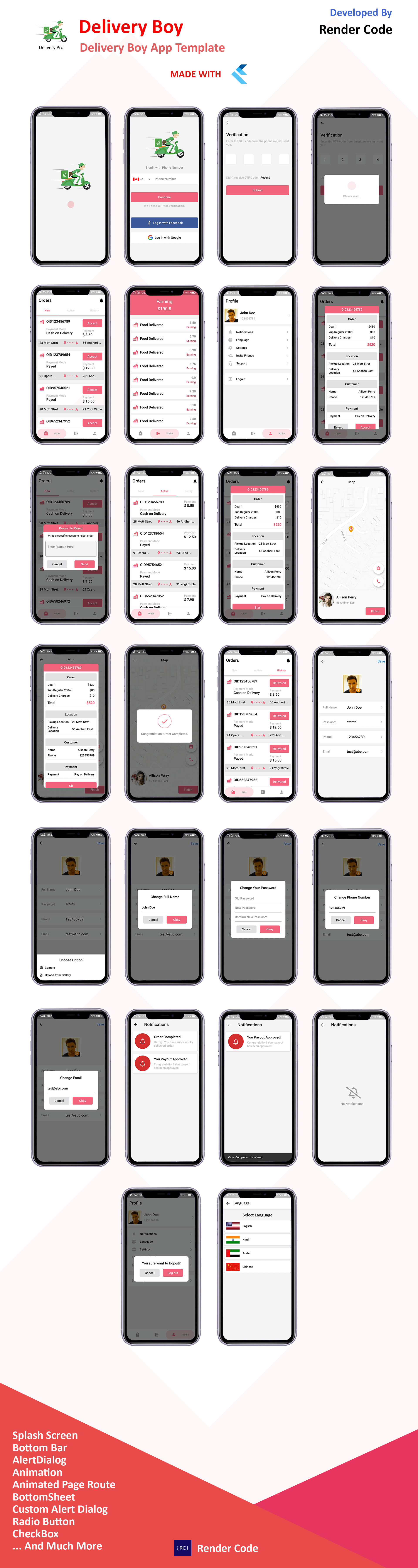 Courier Delivery Flutter Template | 2 Apps | User App & Delivery App | Multi Language | CourierWay - 6