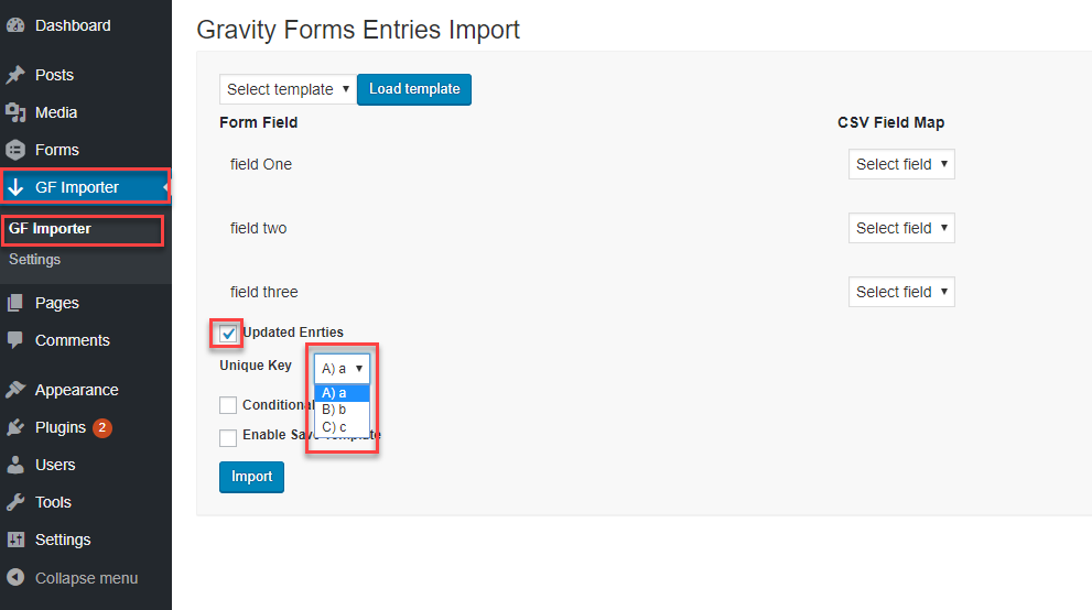 Import Entries for Gravity Forms