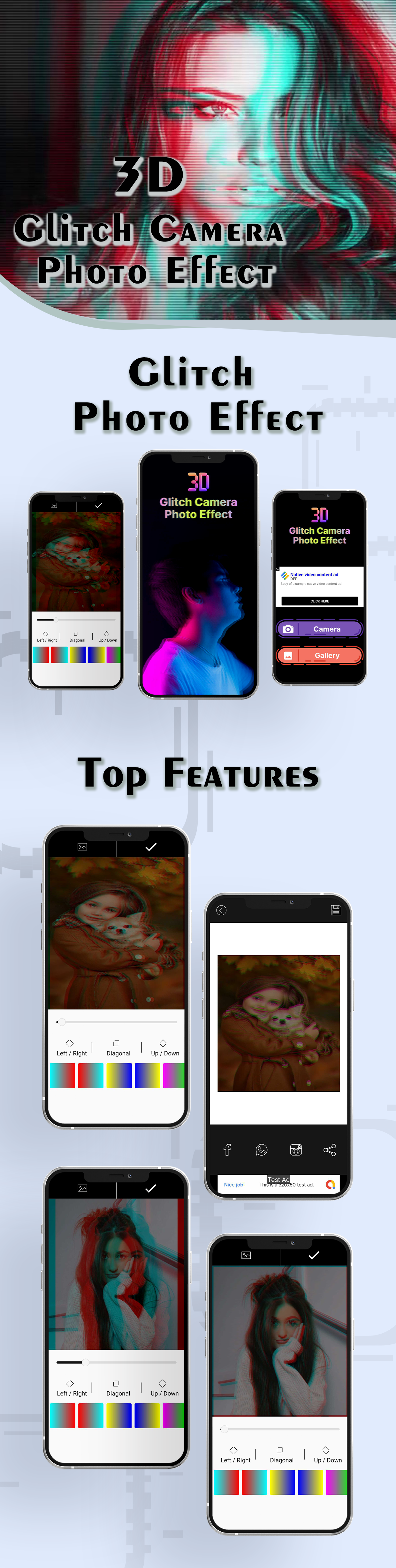 3D Glitch Camera Photo Effect | iPhone 14 Camera Photo Effect | Admob Ads - 1