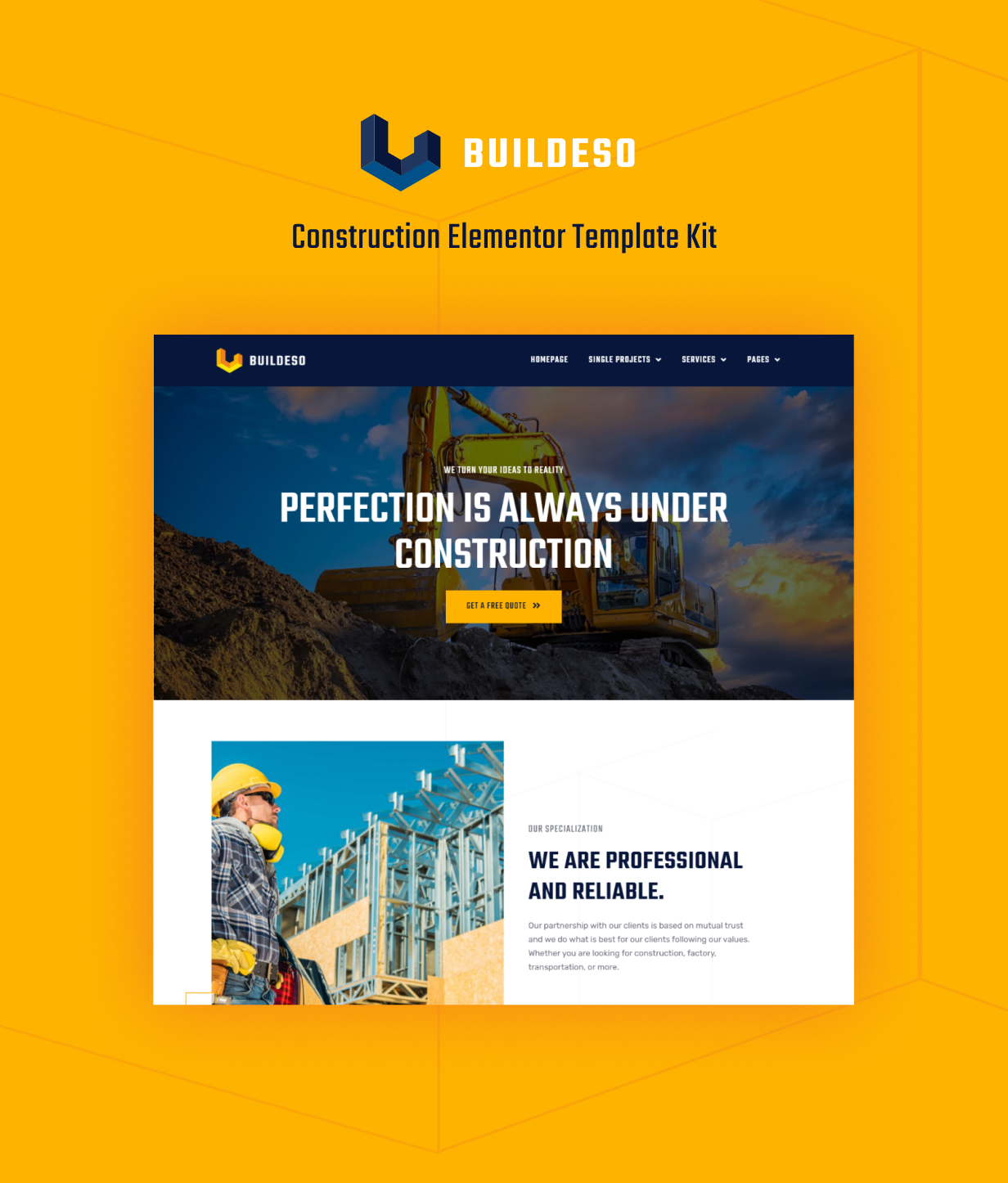 Construir |  Kit de Modelo de Elementor de Construção - 1