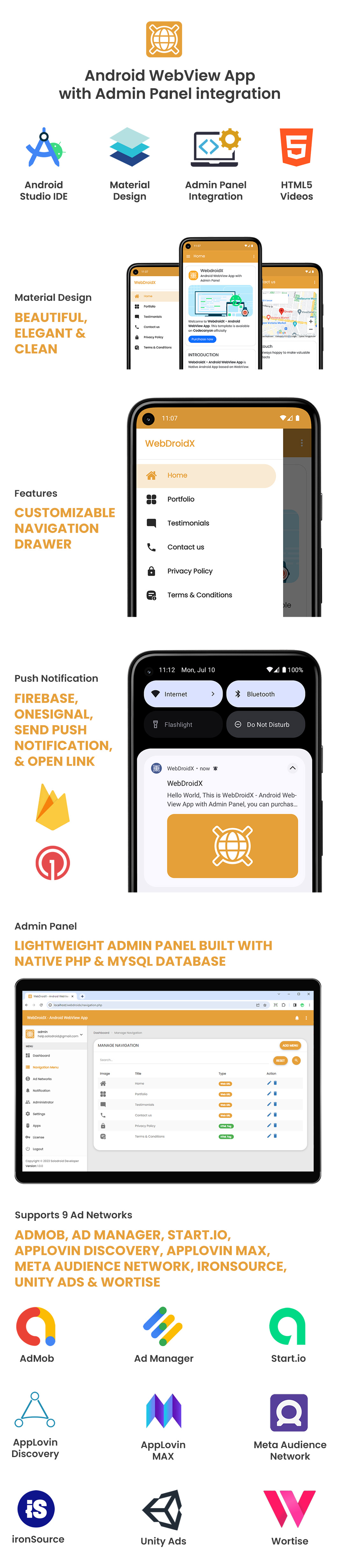 WebDroidX - Android WebView App with Admin Panel - 1
