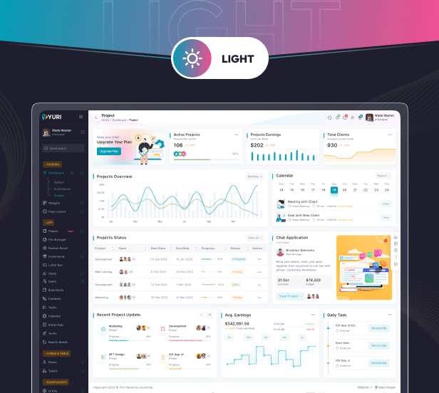 Yuri- HTML, React, Angular,Django,Vue Nuxt & Next Js Admin Dashboard Template