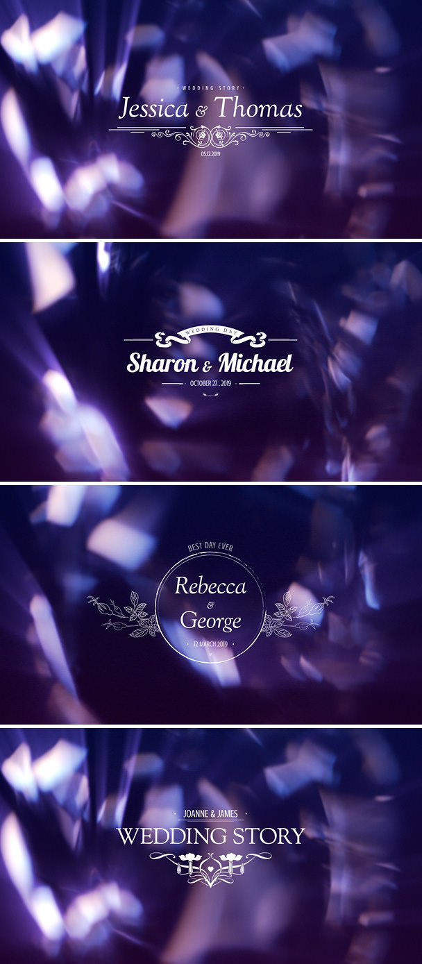 Wedding Titles After Effects Template with bokeh background for elegant videography  project, romantic wedding video