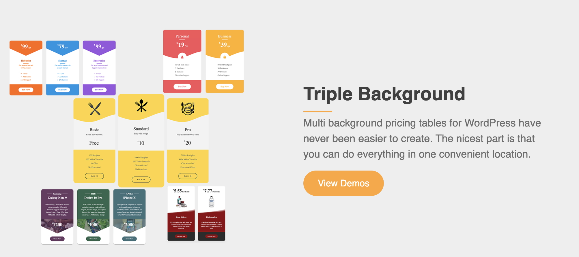 Pricing Table Block -Triple Background