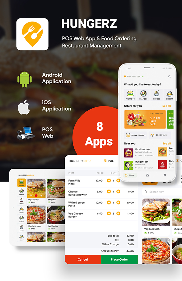 16 App Template| Multi Restaurant App| Food Ordering|  Food Delivery| Restaurant POS App | Hungerz - 5