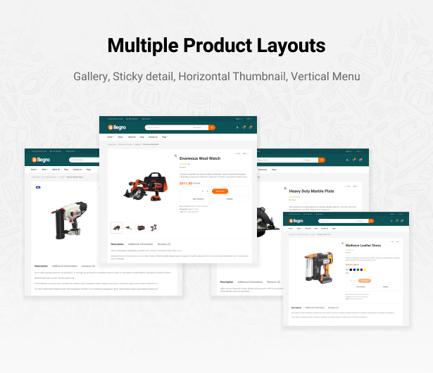 Allegro Equipment Elementor WordPress Theme Product Product Layouts