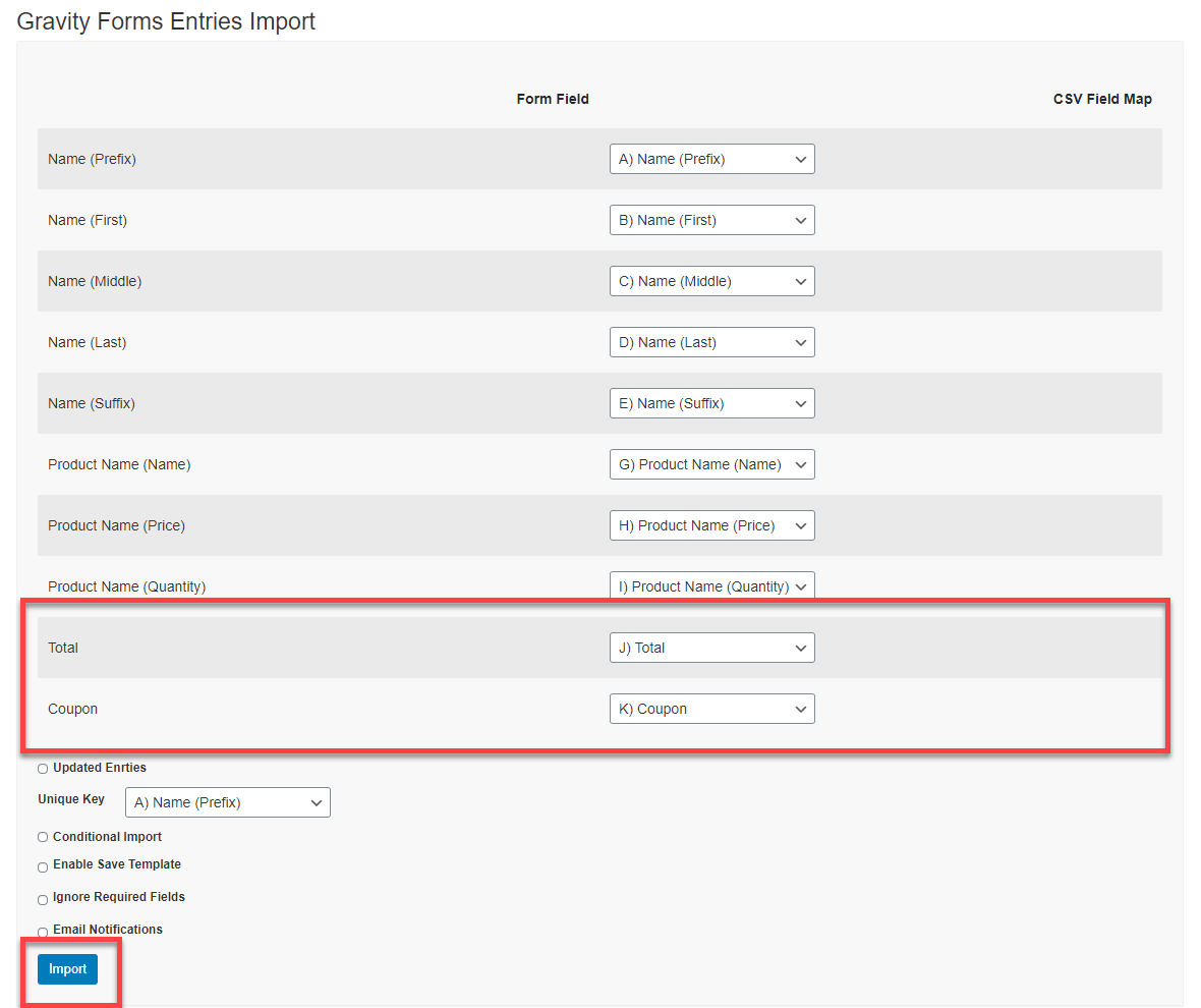 Import Entries for Gravity Forms