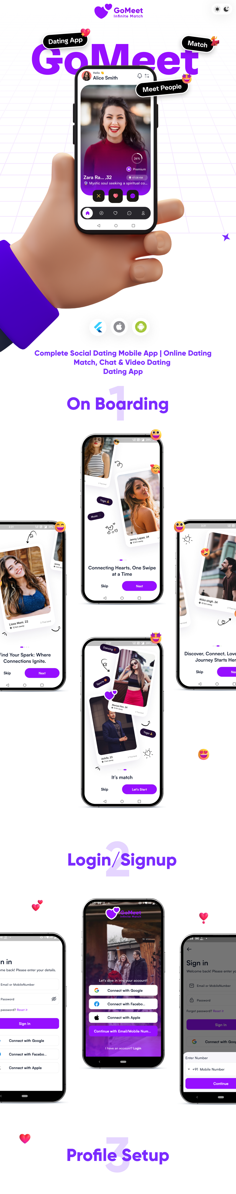 GoMeet - Complete Social Dating Mobile App | Online Dating | Match, Chat & Video Dating | Dating App - 1