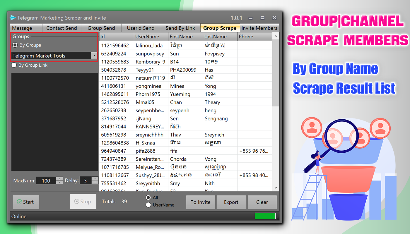 Telegram Marketing Scraper and Invite |Group|Channel|Users|Bulk Sender 5.0.1