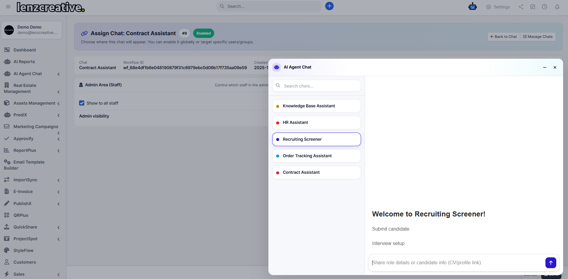 Admin flyout with multi-chat switcher