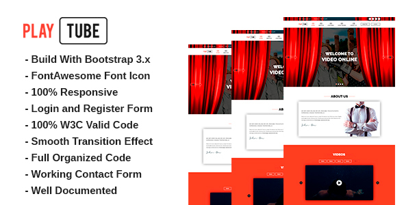 PLAYTUBE - Video Blog Entertainment Template - Entertainment Site Templates