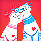 cute cats in love holiday vector greeting card
