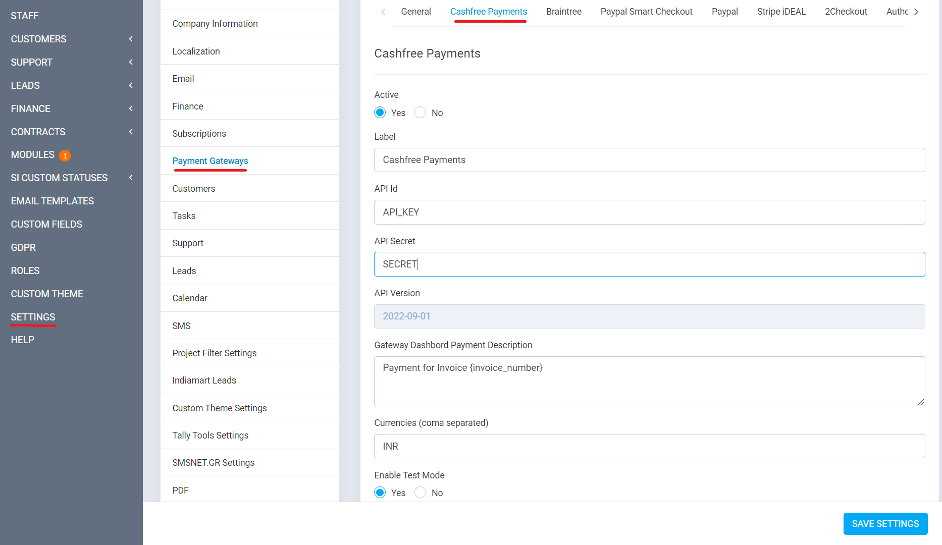 Cashfree Payment Gateway Module For Perfex CRM - 1