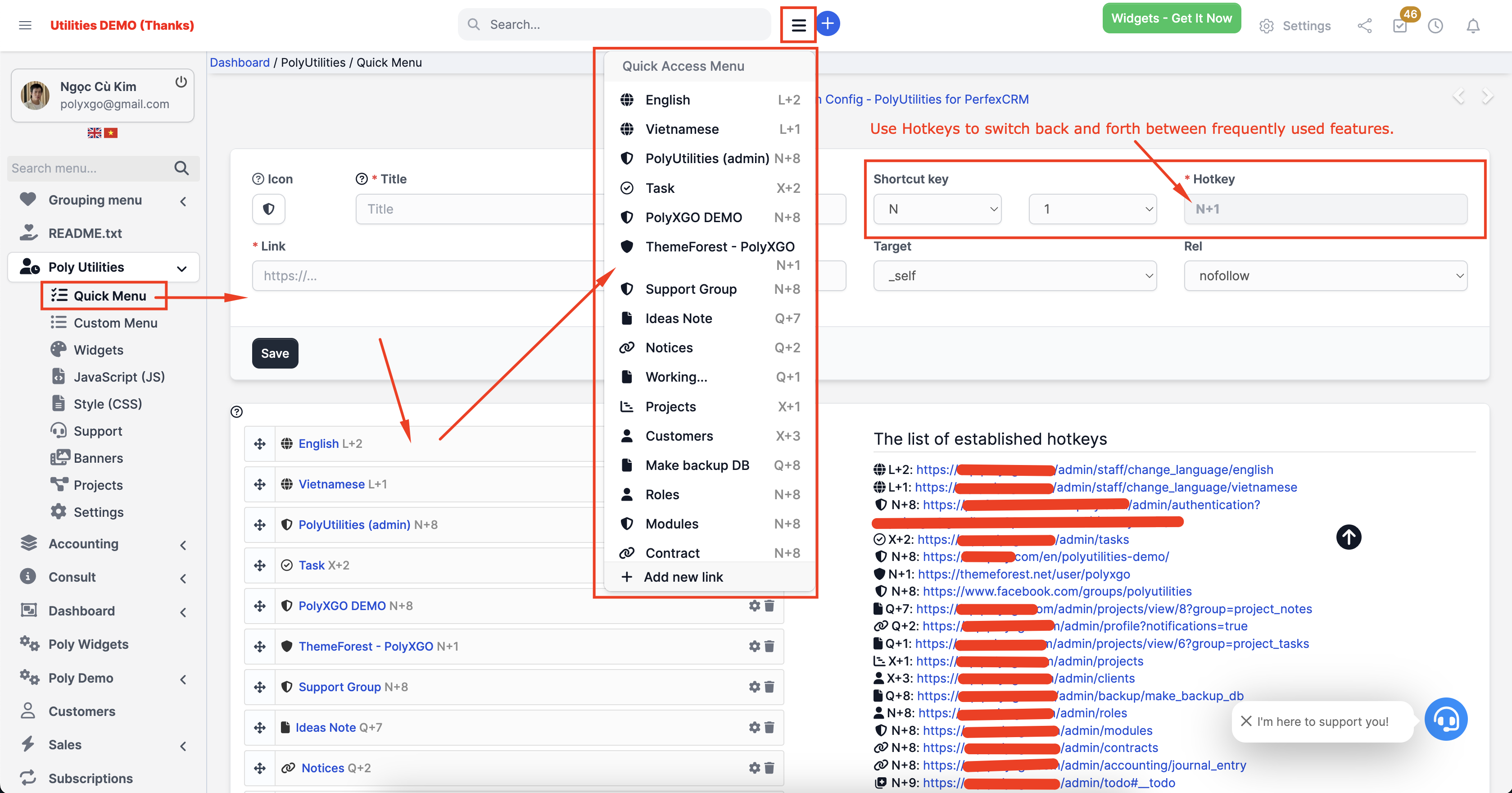 PolyUtilities for Perfex CRM: Quick Access Menu, Custom JS, CSS, and More - 34