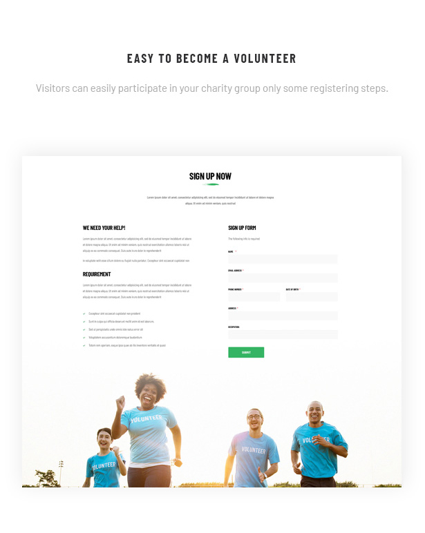 Worldlife Charity WordPress Theme Volunteer Signup