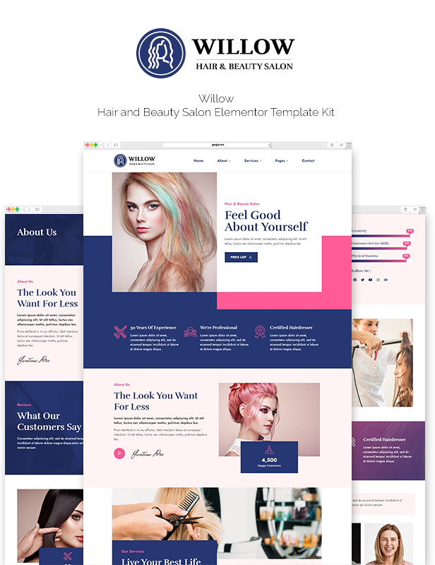 Willow - Hair & Beauty Salon Elementor Template Kit - 2