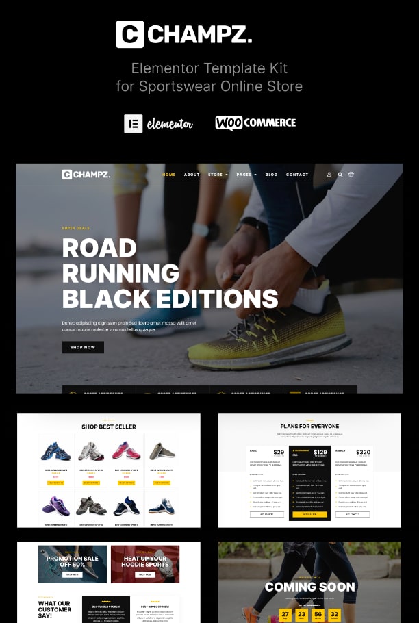 Sportswear store Elementor template