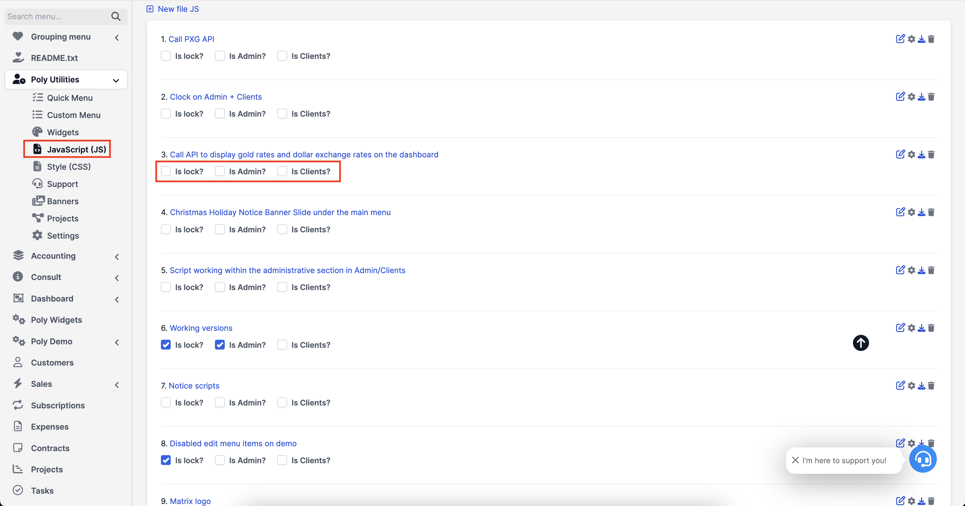 PolyUtilities for Perfex CRM: Quick Access Menu, Custom JS, CSS, and More - 30