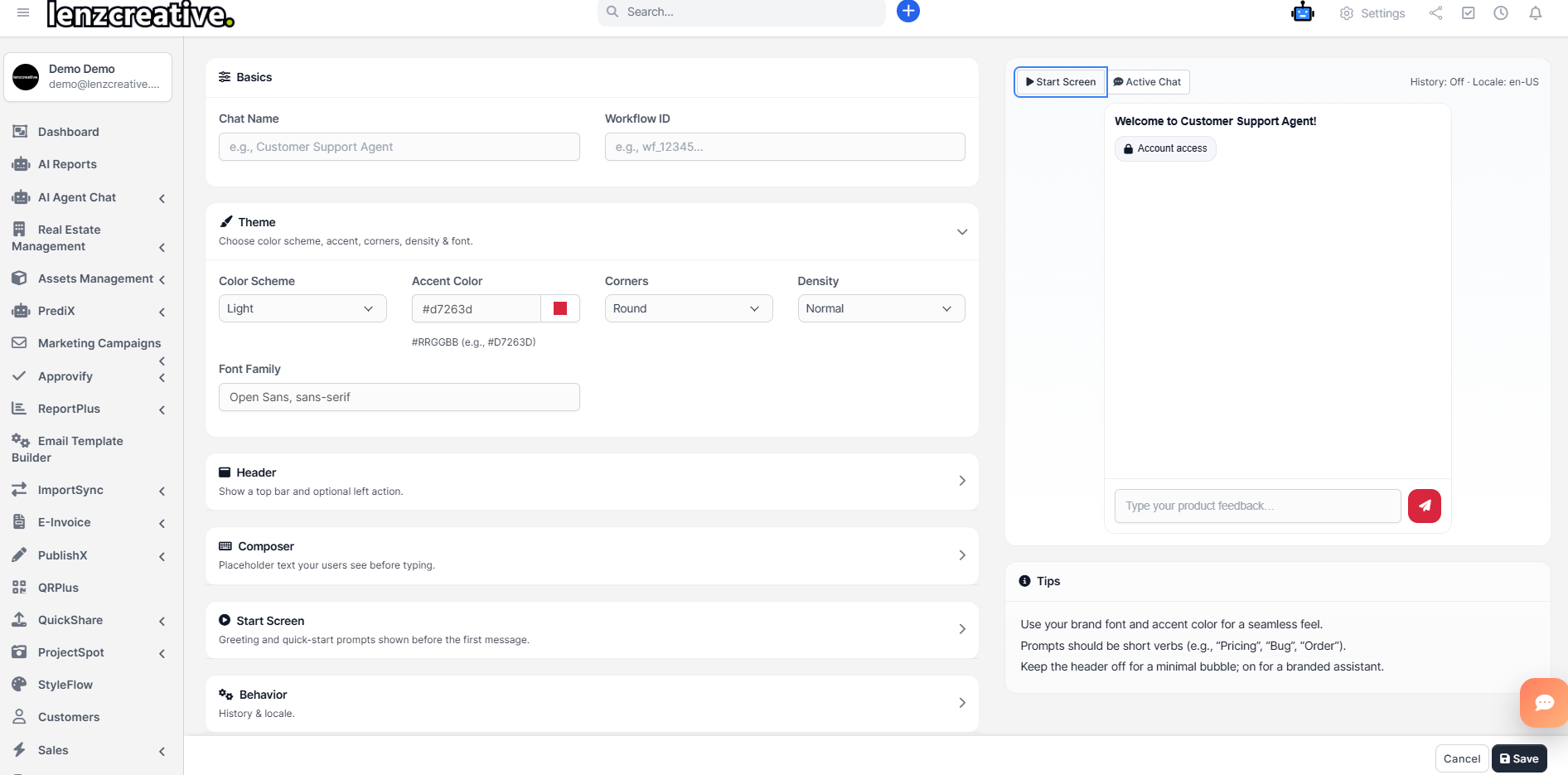 AI Agent Chat builder