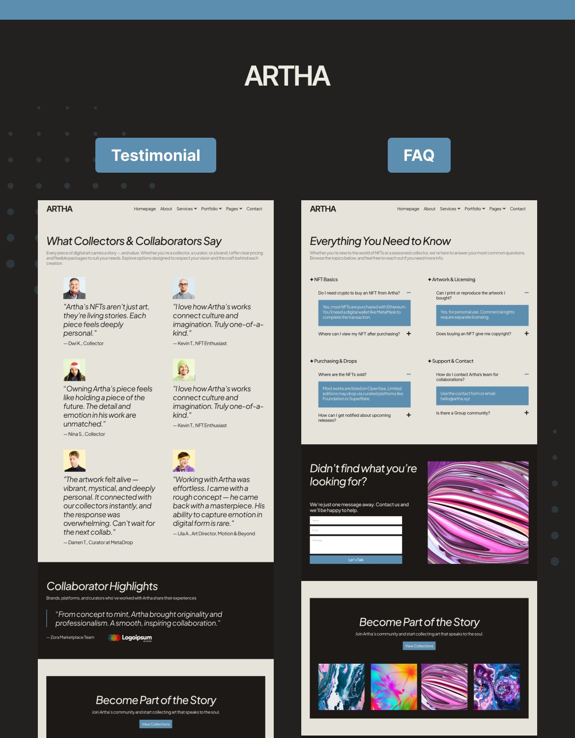 Artha - NFT Artist Portfolio Elementor Pro Template Kit - 5