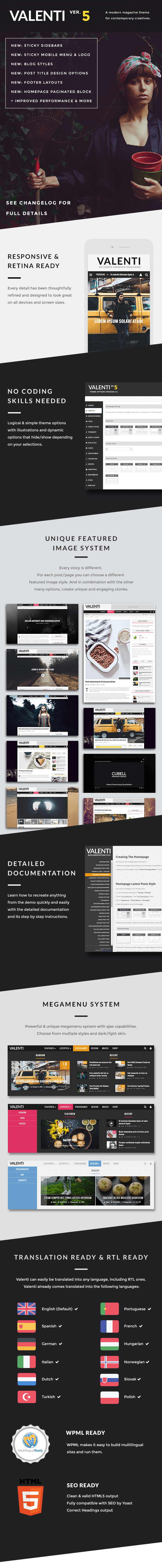 Valenti wordpress magazine theme for 2015 features