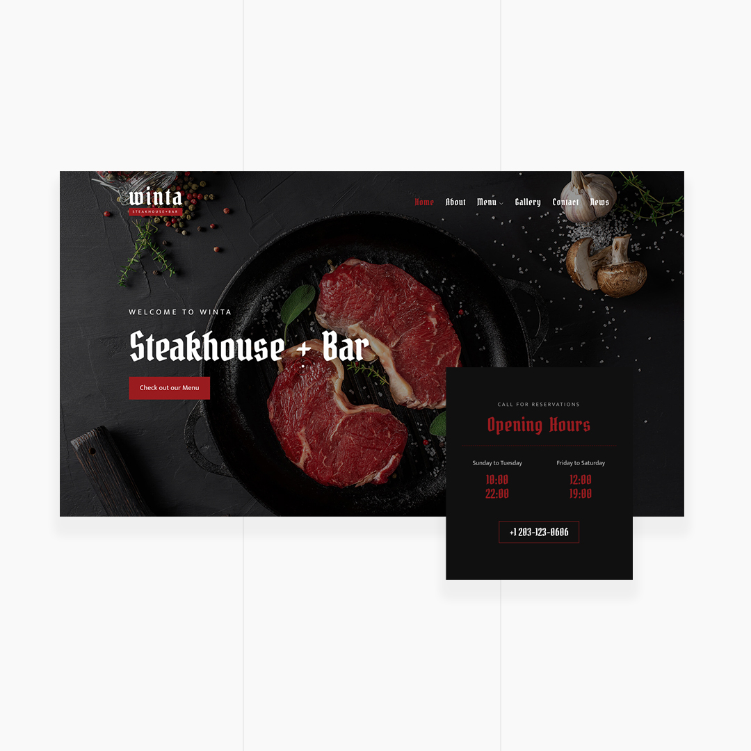 Winta - Steakhouse, Bar and Restaurant Template