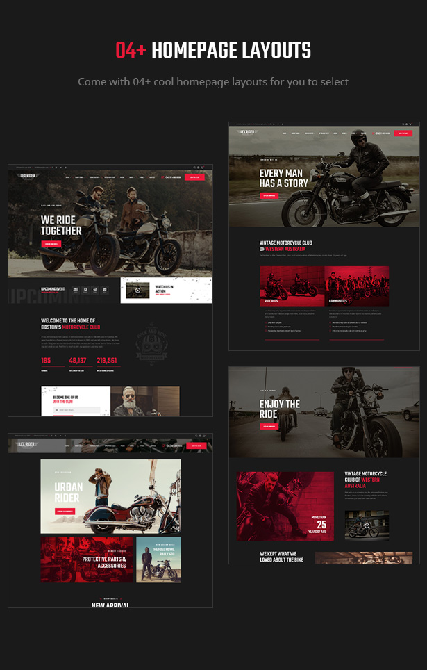 Lex Rider is a fully responsive Biker & Motorcycle WordPress Theme