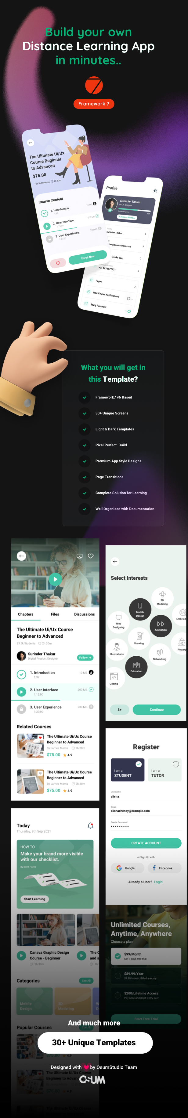 Purpose - Distance Learning App Template in HTML 5 & Framework 7 - 1