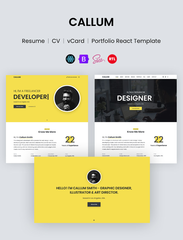 personal portfolio website react template