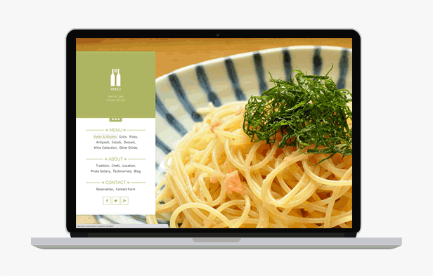 Amici is a delightful responsive WordPress theme for your luxury restaurant, cafe, spa, burger house, hotel, resort or any other business.