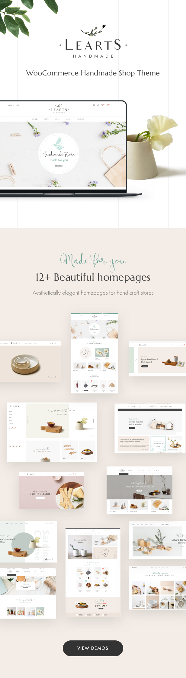Handmade shop WooCommerce WordPress Theme - 12 Beautiful Premade Homepages