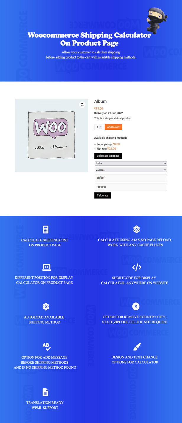 Calculadora de frete Woocommerce na página do produto - Detalhes