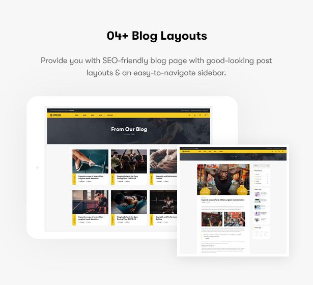 Supplero - Supplement Store Blog WooCommerce WordPress Theme - Blog Layouts