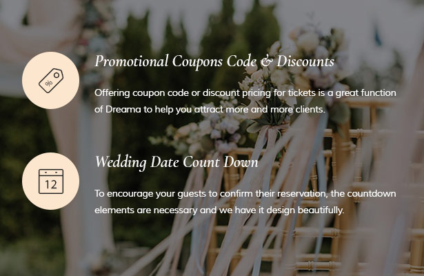 Create Coupon Code & Discount and  Countdown for Wedding Event