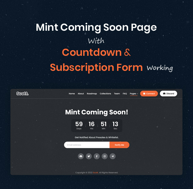 Mint Coming Soon Page with working Subscription form