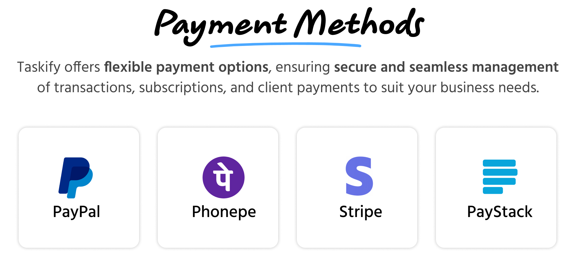 Payment Options - Admin panel - Taskify SaaS - Project Management, Task Management & Productivity Tool