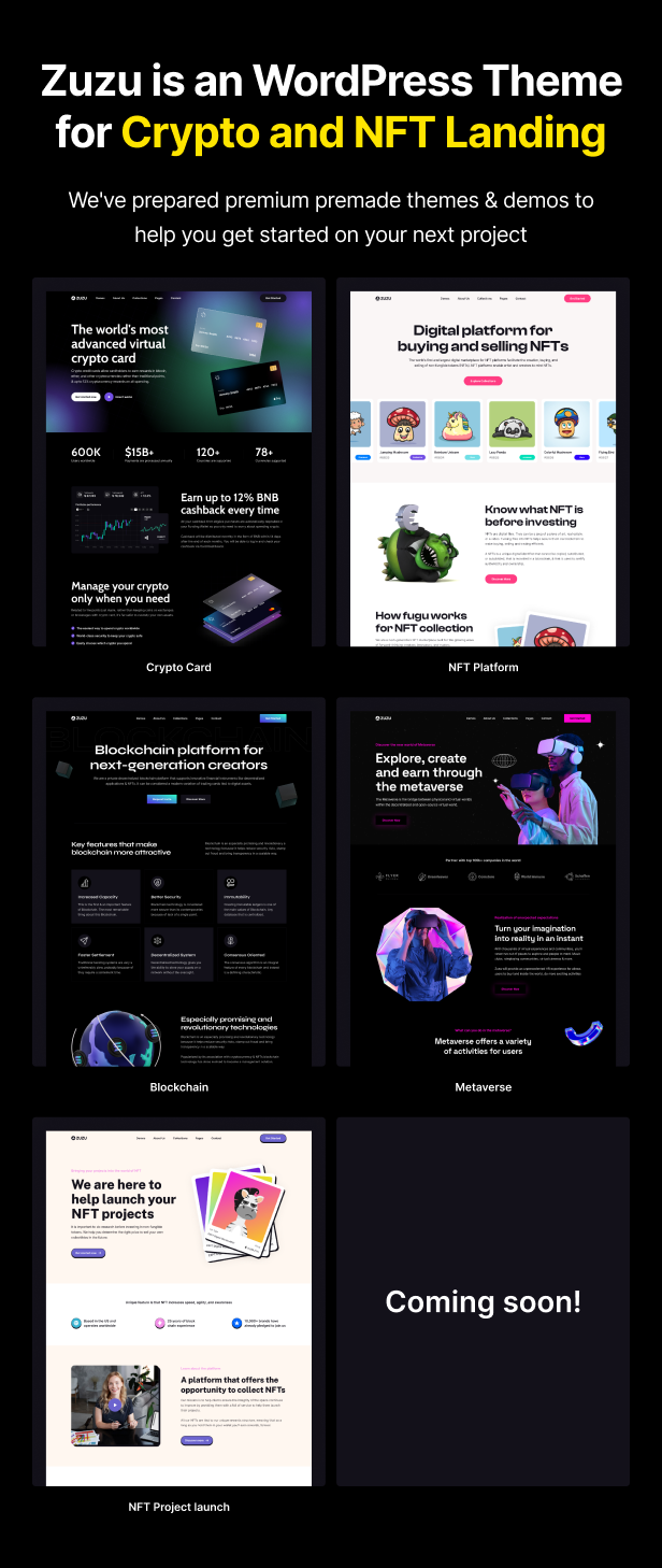 Zuzu - NFT & Crypto WordPress Theme - 1
