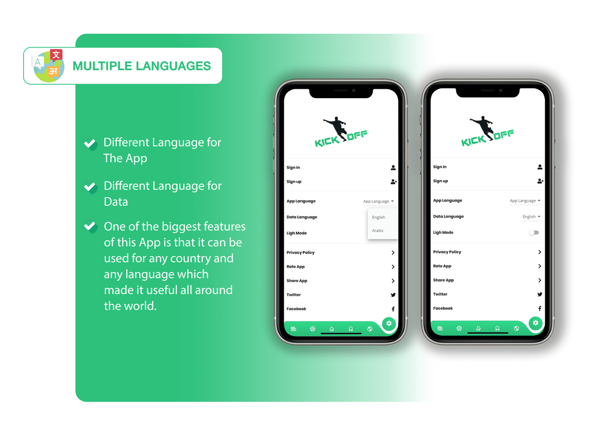 KickOff: Multiple Languages ( LiveScore, Events, statistics,... ) With Admin Panel - 13