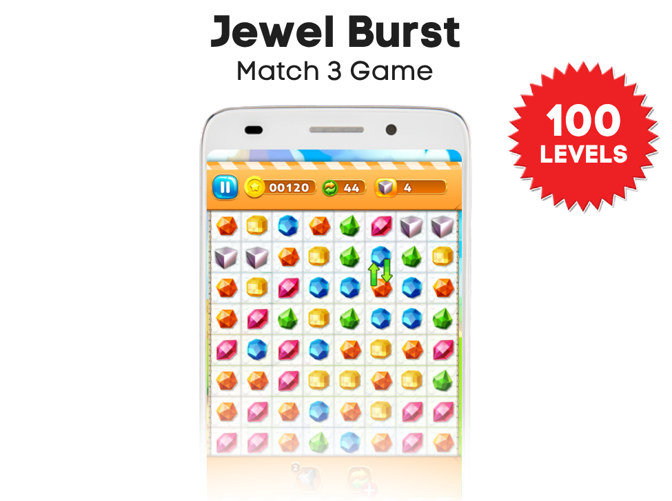 Jewel Burst - Match 3 Game Android Studio Project with AdMob Ads + Ready to Publish - 1